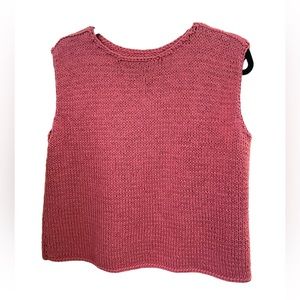 Pure Hand Knit Coral Sleeveless Top Woman’s Size L/XL